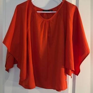 Orange Flutter Sleeve‎ Blouse Top Sz  Medium